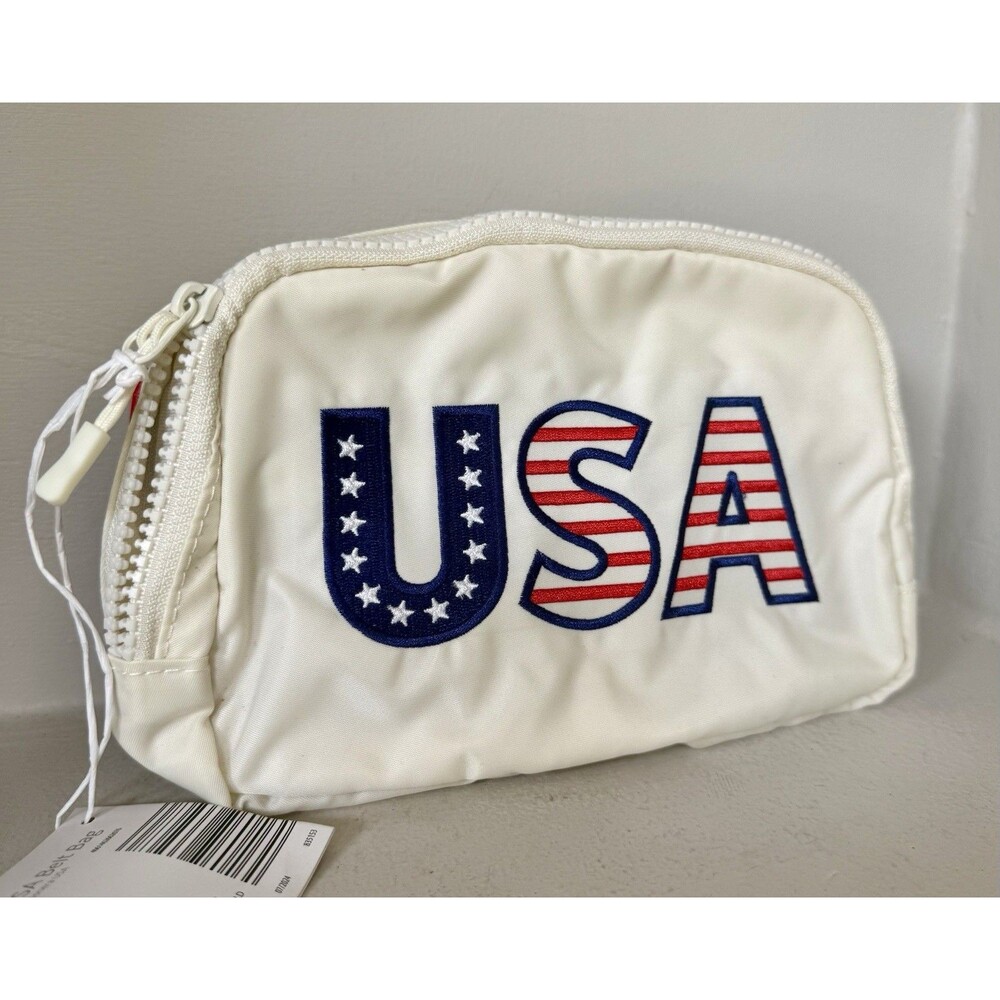 New USA Flag Embroidered fanny Pack, Red White Blue 3Pockets, Patriotic J